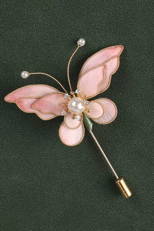 Handmade Velvet Pink Butterfly Brooch