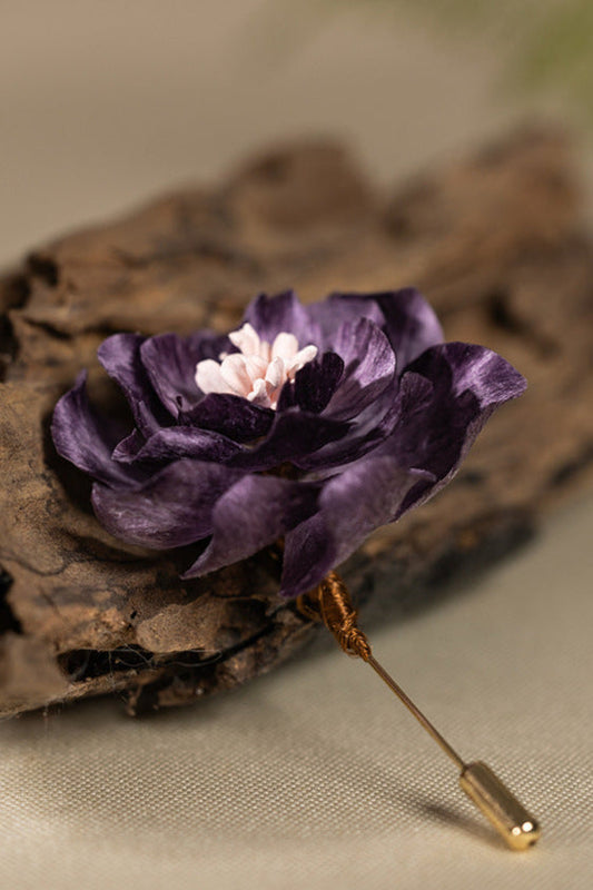 Handmade Purple Velvet Flower Brooch